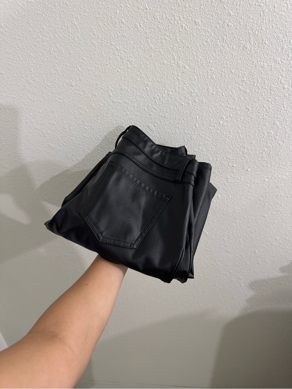 Low rise leather flared pants